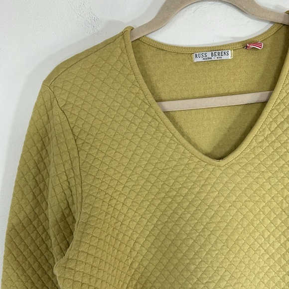 Russ Berens Malibu Vintage Waffle Weave Women’s Size M Chartreuse Pullover Top - Picture 3 of 13